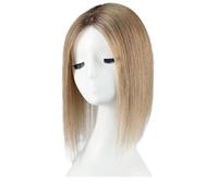 Adornos for el cabello atados a mano con base de seda de encaje suizo de 4,5 "* 5", adorno de cabello humano real de 14 pulgadas for mujeres Suave y Natural(Ombre Light Brown)