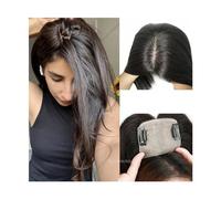 Adornos for el cabello for mujeres, cabello humano real, hechos a mano, 9x14 cm, base de seda, clips en piezas rectas de cabello europeo, cubren el adelgazamiento del cabello o la caída del cabello (