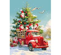 Adornos Navidad Diamond Painting Adultos NiñOs coche Kits, Diamond Painting Papá Noel Principiantes Adultos, Redonda Full Drill Diamante Art, Decoracion Hogar Y Invierno Navidad Regalo 50x70cm u-36
