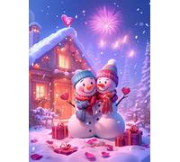 Adornos Navidad Diamond Painting Adultos NiñOs Muñeco de nieve Kits, Diamond Painting Amor Principiantes, Redonda Full Drill Diamante Art, Decoracion Hogar Y Invierno Navidad Regalo 50x70cm u-426