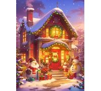 Adornos Navidad Diamond Painting Adultos NiñOs Muñeco de nieve Kits, Diamond Painting Casa Principiantes, Redonda Full Drill Diamante Art, Decoracion Hogar Y Invierno Navidad Regalo 40x50cm u-438