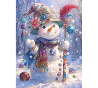 Adornos Navidad Diamond Painting Adultos NiñOs Muñeco de nieve Kits, Diamond Painting colorido Principiantes, Redonda Full Drill Diamante Art, Decoracion Hogar Y Invierno Navidad Regalo 90x120cm u-431