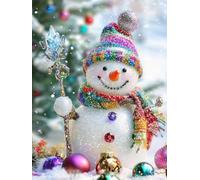 Adornos Navidad Diamond Painting Adultos NiñOs Muñeco de nieve Kits, Diamond Painting colorido Principiantes, Redonda Full Drill Diamante Art, Decoracion Hogar Y Invierno Navidad Regalo 50x70cm u-430