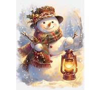 Adornos Navidad Diamond Painting Adultos NiñOs Muñeco de nieve Kits, Diamond Painting luz Principiantes, Redonda Full Drill Diamante Art, Decoracion Hogar Y Invierno Navidad Regalo 70x90cm u-434