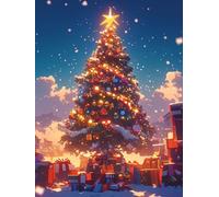 Adornos Navidad Diamond Painting Adultos NiñOs Nieve Kits, Diamond Painting Árbol de Navidad Principiantes, Redonda Full Drill Diamante Art, Decoracion Hogar Y Invierno Navidad Regalo 50x70cm u-413