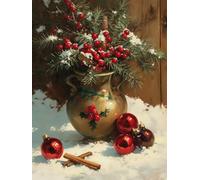 Adornos Navidad Diamond Painting Adultos NiñOs Nieve Kits, Diamond Painting verde Principiantes Adultos, Redonda Full Drill Diamante Art, Decoracion Hogar Y Invierno Navidad Regalo 50x70cm u-408