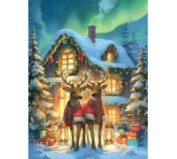 Adornos Navidad Diamond Painting Adultos NiñOs Renos Kits, Diamond Painting Aurora Principiantes Adultos, Redonda Full Drill Diamante Art, Decoracion Hogar Y Invierno Navidad Regalo 20x30cm u-486