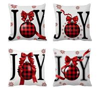 Adornos Navidad Fundas Cojines 45x45 Feliz, Lino Funda Cojin 4 Piezas, Cuadrado Copos de nieve Funda Almohada, Cojines Sofa Tejidos Impermeables, Dormitorio SalóN Decorativas O Invierno Regalos Q-253