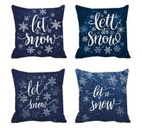 Adornos Navidad Fundas Cojines 65x65 azul, Terciopelo Funda Cojin 4 Piezas, Cuadrado Copos de nieve Funda Almohada, Cojines Sofa Tejidos Impermeables, Decoración Hogar O Invierno Regalos Q-264