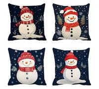 Adornos Navidad Fundas Cojines 75x75 dibujos animados, Terciopelo Funda Cojin 4 Piezas, Cuadrado Copos de nieve Funda Almohada, Cojines Sofa Impermeables, Decoración Hogar O Invierno Regalos Q-249