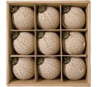Adornos Navidad Lino 9pz Bolas 8cm DIY(Brown) | para mezcla para algodón lino, textura rústica, 9 unidades, 8cm diámetro, listo para colgar