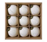 Adornos Navidad Lino 9pz Bolas 8cm DIY(Cream) | para mezcla para algodón lino, textura rústica, 9 unidades, 8cm diámetro, listo para colgar