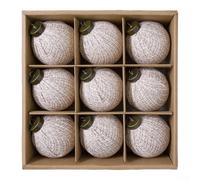 Adornos Navidad Lino 9pz Bolas 8cm DIY(Light Coffee Color) | para mezcla para algodón lino, textura rústica, 9 unidades, 8cm diámetro, listo para colgar
