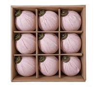Adornos Navidad Lino 9pz Bolas 8cm DIY(Pink) | para mezcla para algodón lino, textura rústica, 9 unidades, 8cm diámetro, listo para colgar