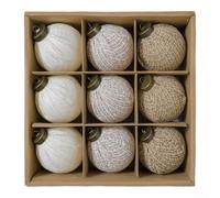 Adornos Navidad Lino 9pz Bolas 8cm DIY(Three Colors) | para mezcla para algodón lino, textura rústica, 9 unidades, 8cm diámetro, listo para colgar