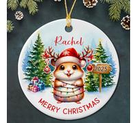 Adornos Navidad Nombre Personalizado Amante del Hámster Navidad 2025 Bonitos Adornos Navideños De Cerámica con Cuerda Ornamenti L'Albero Di Natale para Adornos Casa Familia