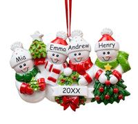 Adornos Navidad Personalizados 2025 - Familia de Muñeco de Nieve con Nombres, Decoración Árbol de Navidad, Regalo Familiar Navideño Único,4 Persona