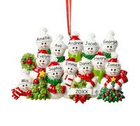 Adornos Navidad Personalizados 2025 - Familia de Muñeco de Nieve con Nombres, Decoración Árbol de Navidad, Regalo Familiar Navideño Único,12 Persona