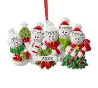 Adornos Navidad Personalizados 2025 - Familia de Muñeco de Nieve con Nombres, Decoración Árbol de Navidad, Regalo Familiar Navideño Único,5 Persona