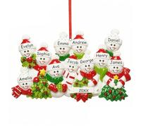 Adornos Navidad Personalizados 2025 - Familia de Muñeco de Nieve con Nombres, Decoración Árbol de Navidad, Regalo Familiar Navideño Único,11 Persona