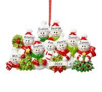 Adornos Navidad Personalizados 2025 - Familia de Muñeco de Nieve con Nombres, Decoración Árbol de Navidad, Regalo Familiar Navideño Único,9 Persona