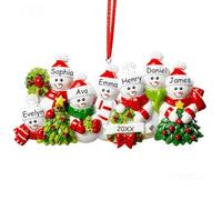 Adornos Navidad Personalizados 2025 - Familia de Muñeco de Nieve con Nombres, Decoración Árbol de Navidad, Regalo Familiar Navideño Único,7 Persona