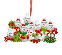 Adornos Navidad Personalizados 2025 - Familia de Muñeco de Nieve con Nombres, Decoración Árbol de Navidad, Regalo Familiar Navideño Único,8 Persona