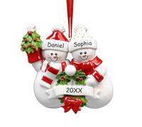 Adornos Navidad Personalizados 2025 - Familia de Muñeco de Nieve con Nombres, Decoración Árbol de Navidad, Regalo Familiar Navideño Único,2 Persona