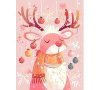 Adornos Navidad Pintar Por Numeros NiñOs Adultos rosa, Fawn Paint By Numbers Adult, Invierno DIY Pintura Regalos Navidad Manualidades Adultos, Para Decoracion Hogar Pared, Sin Marco 40x50cm p-74
