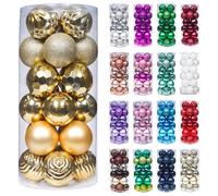 Adornos navide os irrompibles de 60 mm/2,36"" de XmasExp, juego de adornos navide os para bolas de rbol de Navidad, 24 ct (oro de 2,36"")