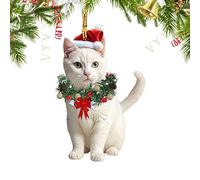 Adornos navideños, Adorno navideño Adorable | Recuerdo de Gato acrílico 2D - Adorno navideño de Animal Adorable | para Fiestas de Invierno en casa, Chimenea, jardín, Familia y amig