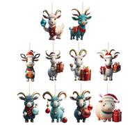 Adornos navideños animales: figuras decorativas de fauna, perchas acrílicas | Decoración rústica del animal de vacaciones, conjunto de exhibición estacional hecho a mano, acentos inspirados en madera
