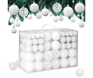 Adornos navideños blancos 100 unidades en mate, brillante y purpurina