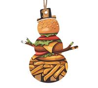 Adornos navideños con forma de muñeco de nieve, 6 piezas, exquisita impresión de hamburguesas de gran tamaño de dibujos animados para árbol de vacaciones y puertas festivas