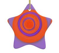 Adornos navideños de cerámica en forma de estrella WHJSHOP naranja círculo patrón central accesorios de árbol de Navidad para centros comerciales, ventanas y oficinas