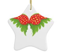 Adornos navideños de cerámica en forma de estrella YYHWHJDE con diseño de alas de mariposa y fresa, accesorios para árbol de Navidad, accesorios para centros comerciales, ventanas y oficinas