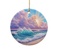 Adornos Navideños De Cerámica Océano con Un Rayo De Sol Que Se Abre Paso Entre Las Nubes. Paisaje Oceánico. Bonitos Adornos Navidad Moda Navidad Decoraciones para Familia Casa Adornos