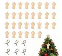 Adornos navideños de madera 30 piezas mini ángeles guardianes colgantes 5x3 cm marrón para decoración de Navidad y manualidades