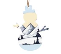 Adornos navideños de madera con estampado de montañas nevadas, juego de 6 piezas, adecuado para fiestas de vacaciones o recuerdos.