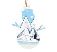 Adornos navideños de madera con estampado de montañas nevadas, juego de 6 piezas, adecuado para fiestas de vacaciones o recuerdos.