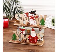 Adornos navideños de madera con letras de Papá Noel y muñecos de nieve. Decoraciones para fiestas navideñas y el hogar.