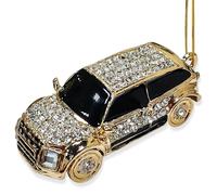 Adornos Navideños de Pollo Coche Caballo con Pedrería Decorando Colgantes el árbol de Navidad Lindo y Compacto Pollos Coches Caballos Dcoracion Navideña para Casa Fiesta (Coche)