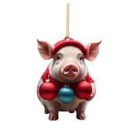 Adornos navideños divertidos de animados de acrílico 2D Adornos de árbol de Navidad de cerdo Adornos lindos de cerdo de animados de Navidad de acrílico Adornos de regalo de elefante para (D, One Size)