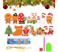 Adornos navideños DIY 12 piezas decoración Papá Noel y muñeco de especias | Kit de pintura artística, decoración navideña para pared, ventana, árbol, puerta de entrada, tirador de armario