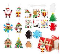 Adornos Navideños DIY 72 piezas decorativas estacionales con pegatinas | Kit de colgantes navideños caseros Para Actividades Manuales en Árbol Puerta Pared Ventana Tirador Do