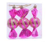 Adornos navideños en forma de caramelo en plástico inastillable para árboles de Navidad y decoraciones festivas (rojo rosa)