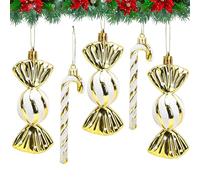Adornos navideños Grandes Adornos Decorativos de bastón de Caramelo 18 Piezas Adornos navideños con Purpurina Decoraciones para árboles de Navidad Dorados y Blancos Adornos navideños(12CM)