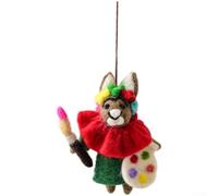 Adornos navideños hechos a mano de fieltro de lana natural con diseño ligero para colgar en el árbol festivo (dibujar un hámster)