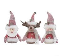 Adornos navideños inspirados en artesanos que muestran ciervos, alces, muñeco de nieve y Papá Noel para arreglos festivos de árbol y estantes (HM24-9801A)