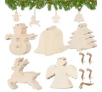 Adornos navideños madera 45 unidades colgantes decoración árbol Navidad figuras variadas DIY manualidades hogar fiestas，Adornos de Árbol Navidad, Colgantes Decoracion Navidad